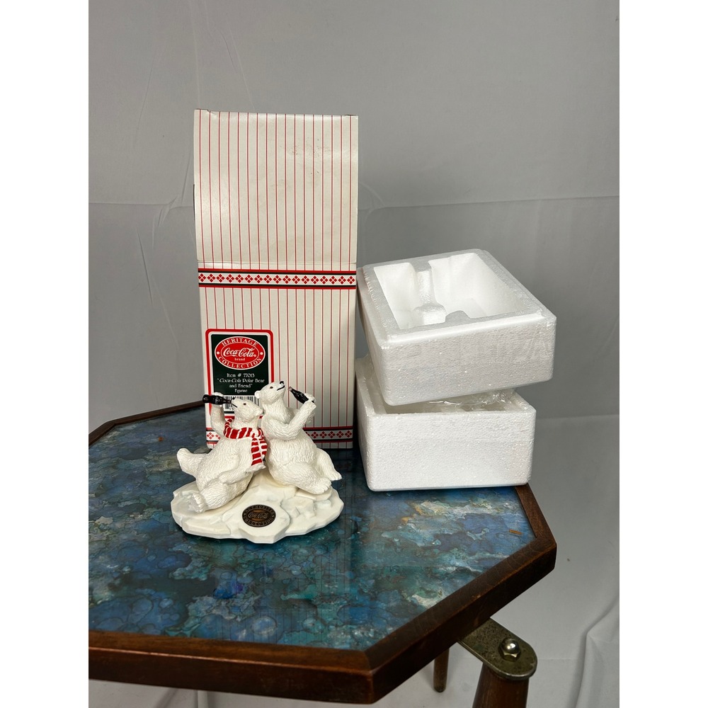 1996 Coca Cola Polar Bear & Friend Figurine Heritage Collection w Box